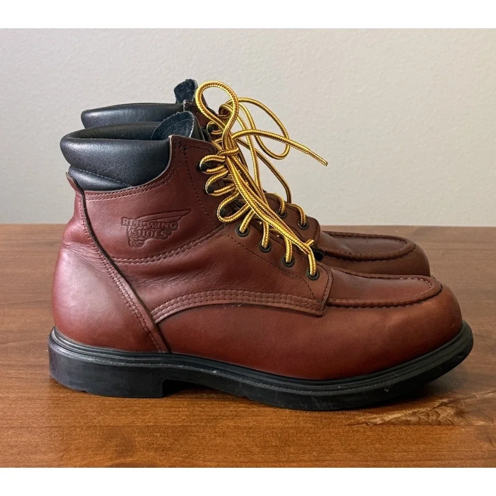 Red Wing Moc Toe Boots Burgundy 202 SUPERSOLE 6-INCH SOFT TOE Men's US 10.5 $254